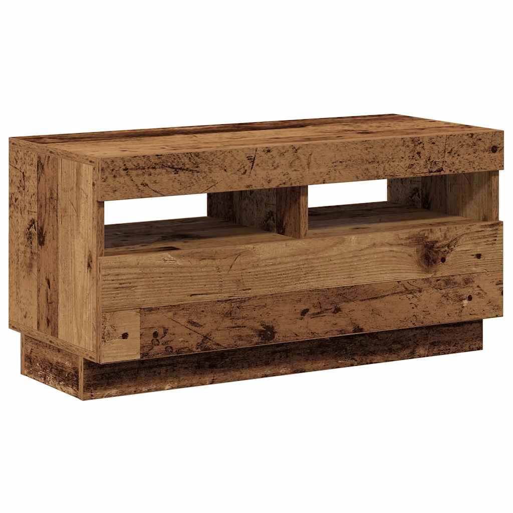 TV Cabinet with LED Lights Old Wood 80x35x40 cm Engineered Wood