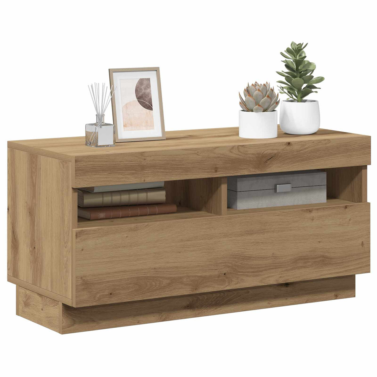 TV Cabinet with LED Lights Artisian Oak 80x35x40 cm