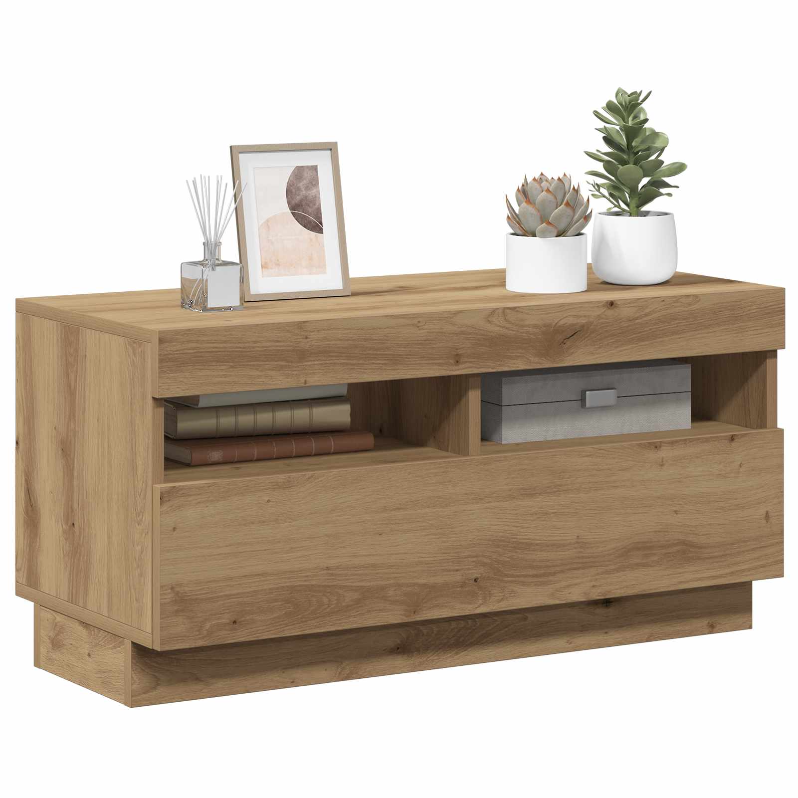 TV Cabinet with LED Lights Artisian Oak 80x35x40 cm