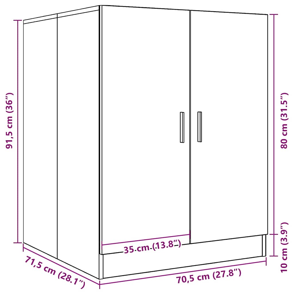 Washing Machine Cabinet Artisan Oak 70.5x71.5x91.5 cm