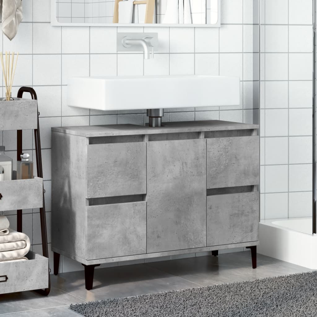 Sink Cabinet Concrete Grey 80x33x60 cm Engineered Wood