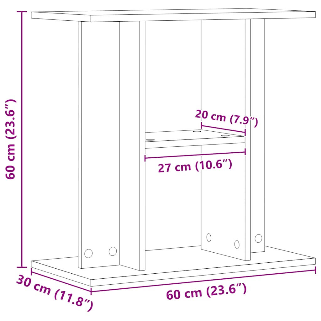 Aquarium Stand Artisan Oak 60x30x60 cm Engineered Wood