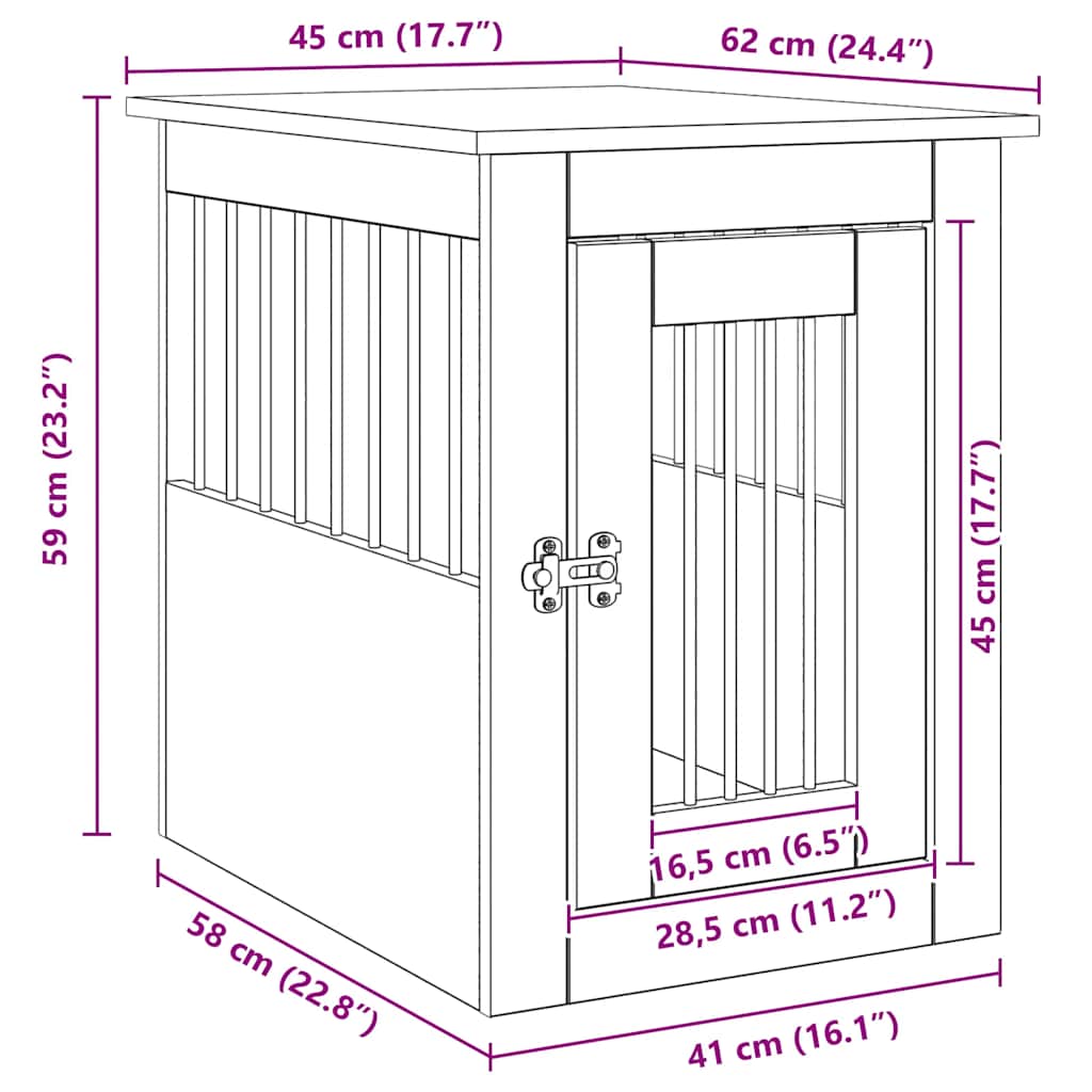 Dog Crate Furniture Artisan Oak 45x62x59 cm Engineered Wood