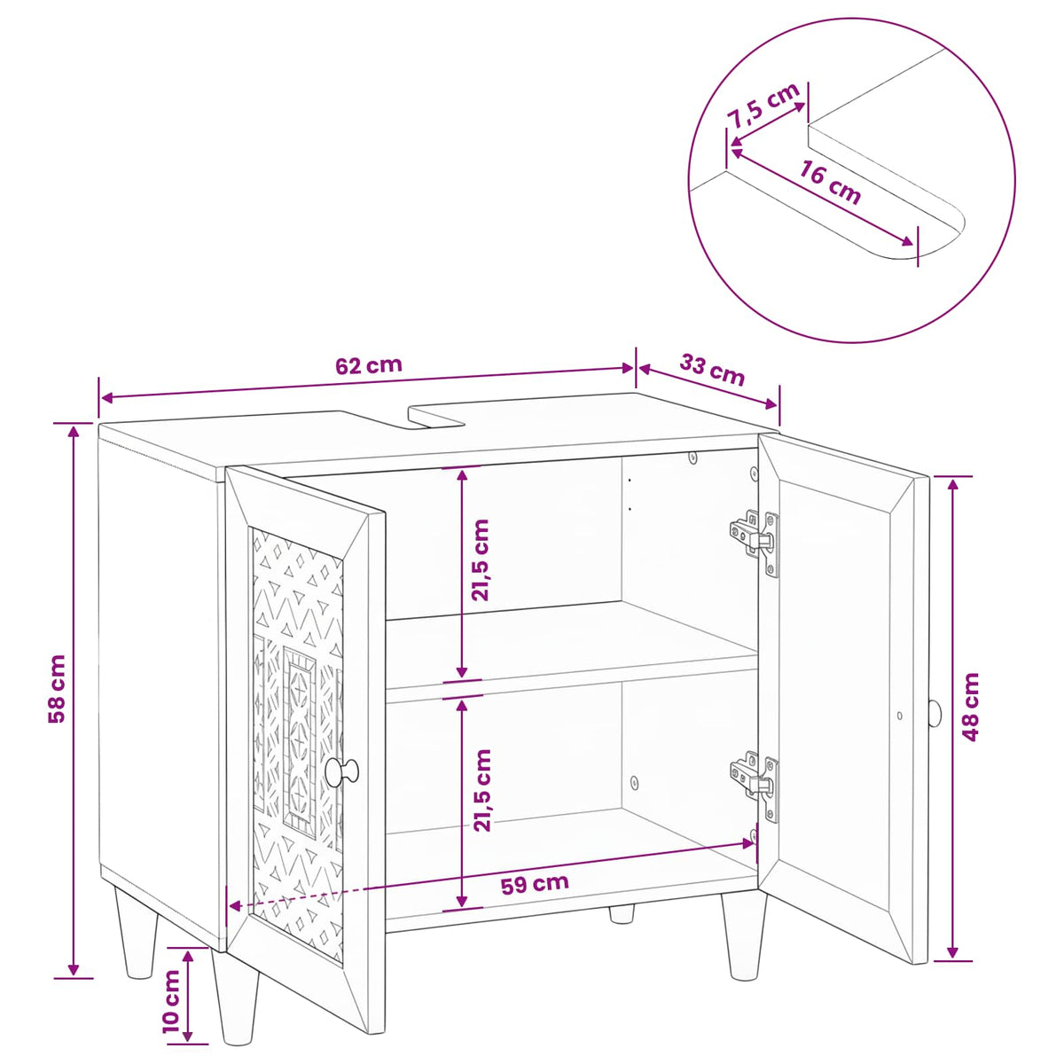 Bathroom Cabinet Wall-mounted with Door White 62 x 33 x 58 cm