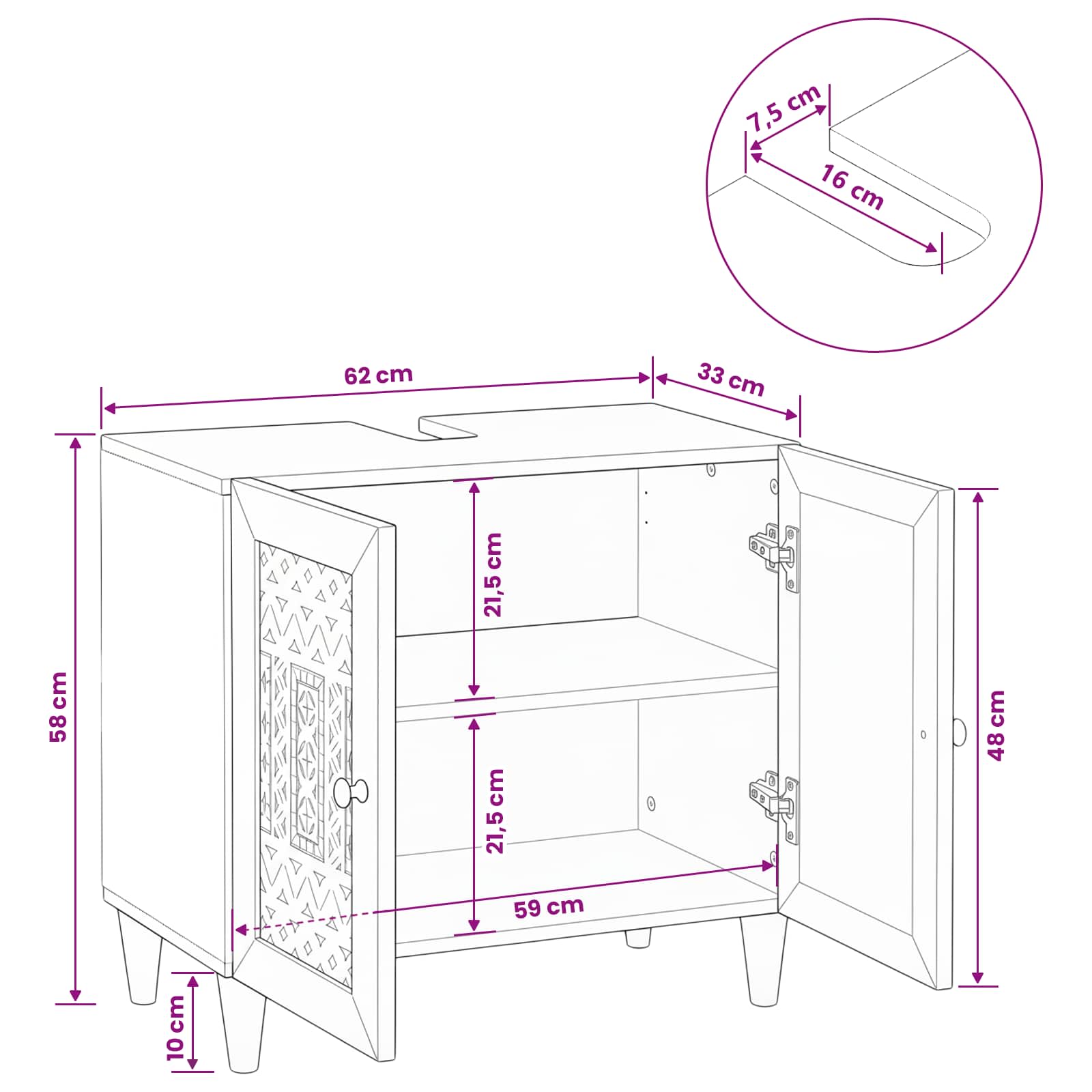 Bathroom Cabinet Wall-mounted with Door White 62 x 33 x 58 cm