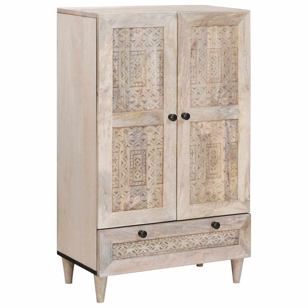 Highboard 60 x 33 x 100 cm Solid Mango Wood Bleached White