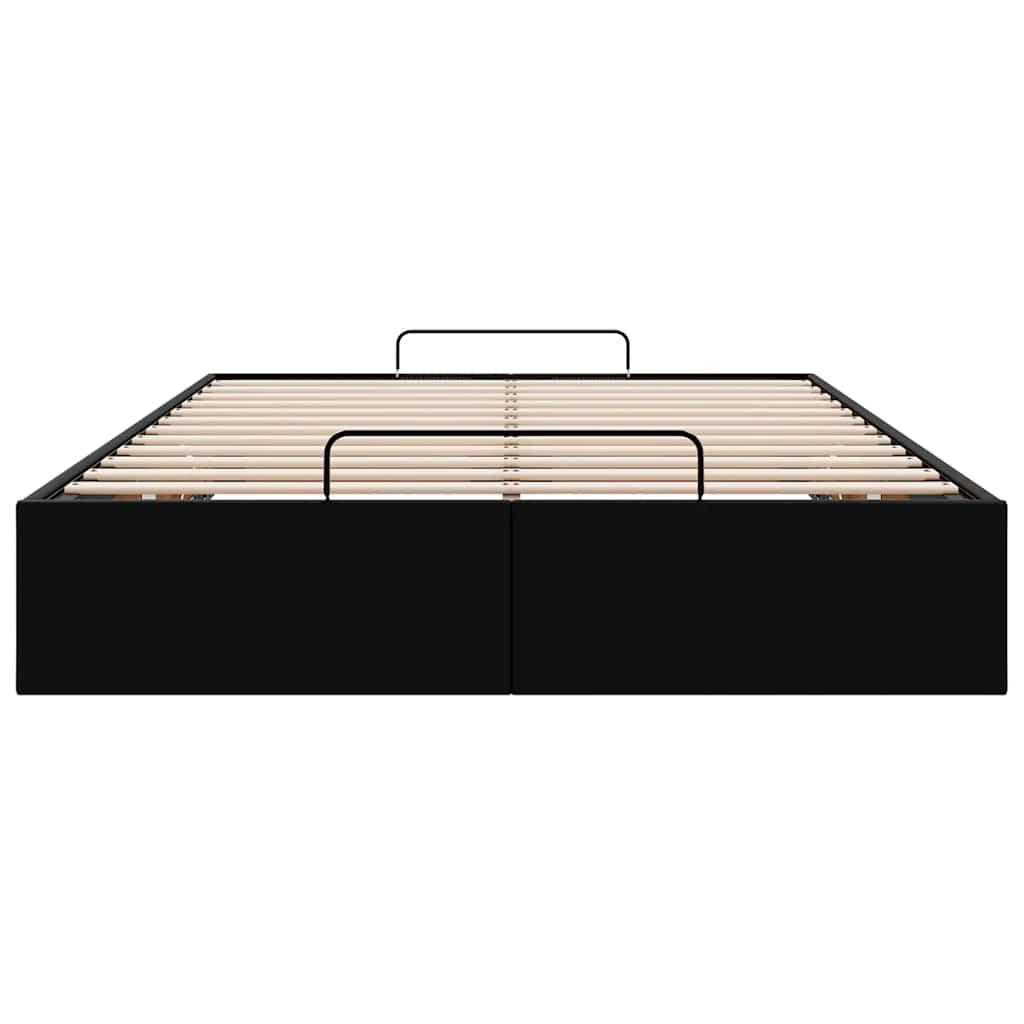 Ottoman Storage Bed Frame without Mattress Black King Single Faux Leather