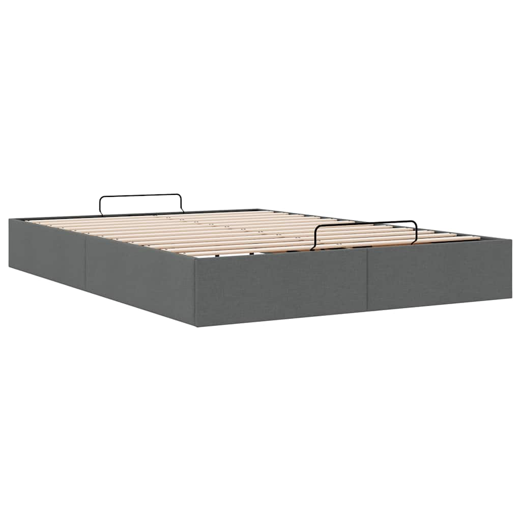 Ottoman Bed Frame without Mattress Dark Grey Double Fabric