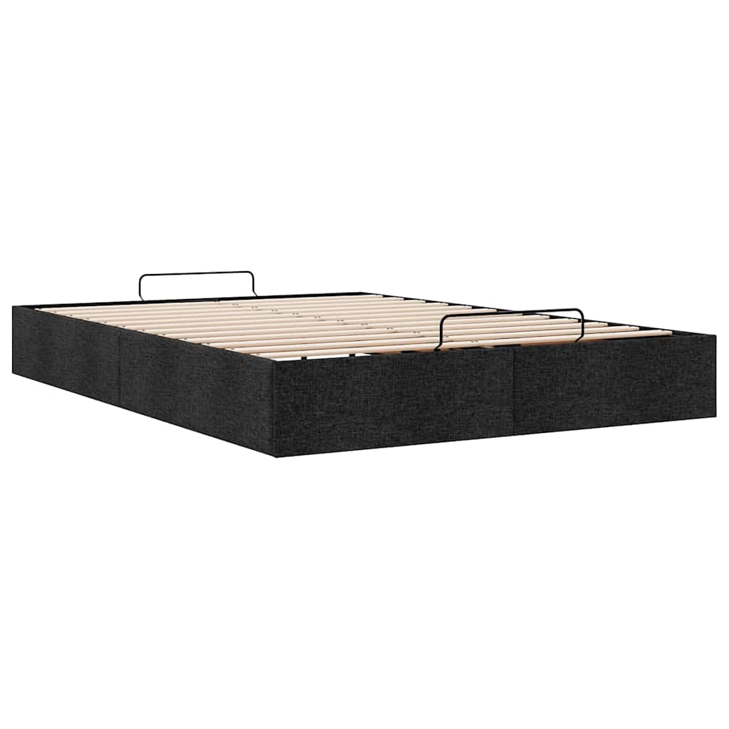 Ottoman Bed Frame without Mattress Black Double Fabric