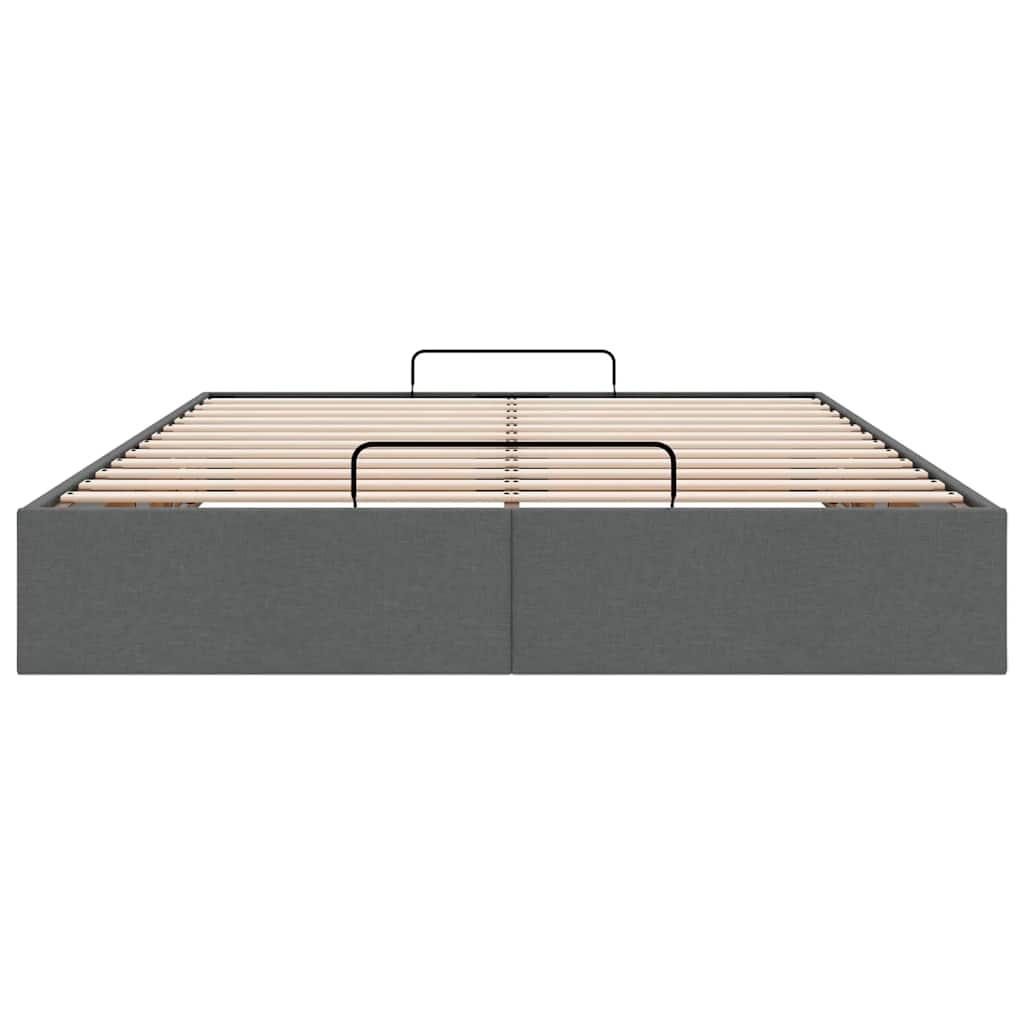 Ottoman Storage Bed Frame without Mattress Dark Grey Queen Fabric