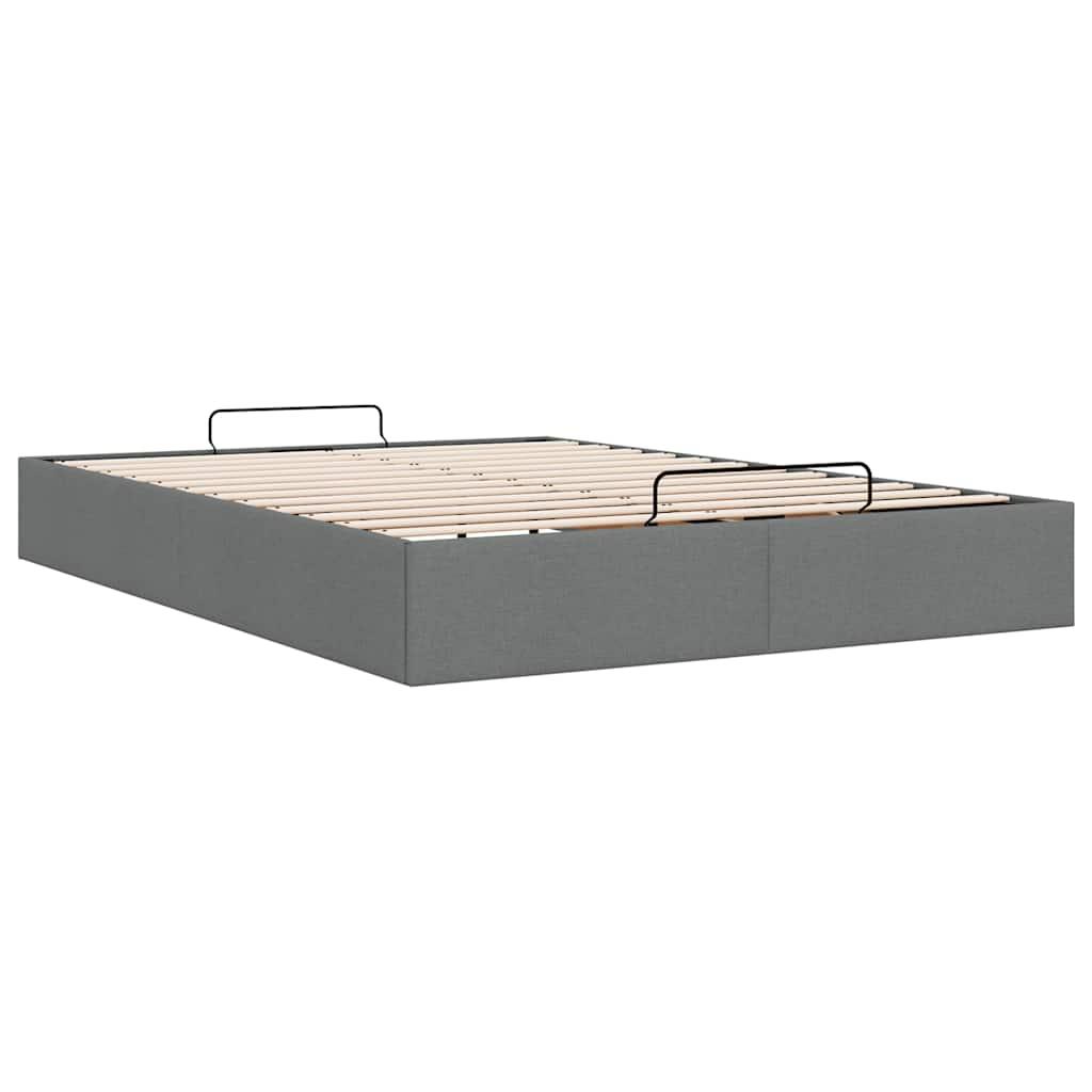 Ottoman Storage Bed Frame without Mattress Dark Grey Queen Fabric