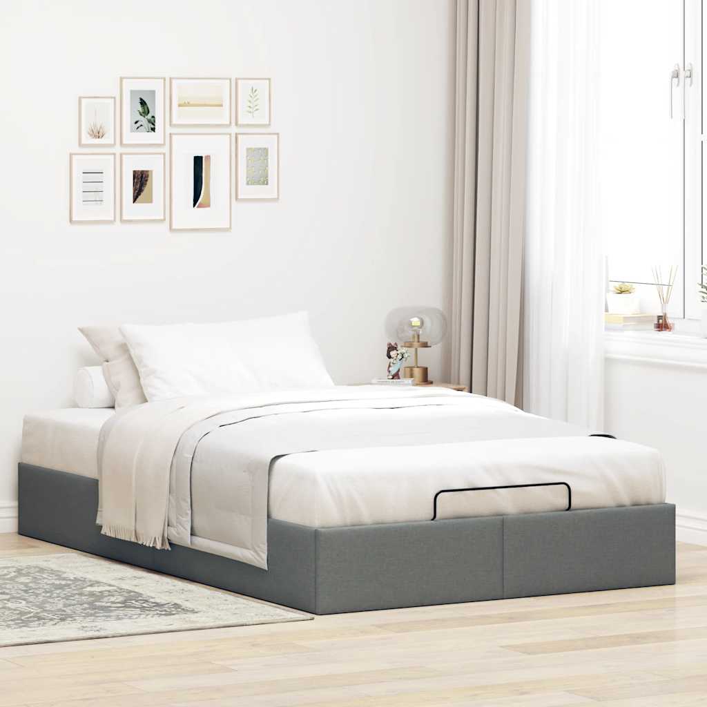 Ottoman Bed Frame without Mattress Dark Grey King Single Fabric