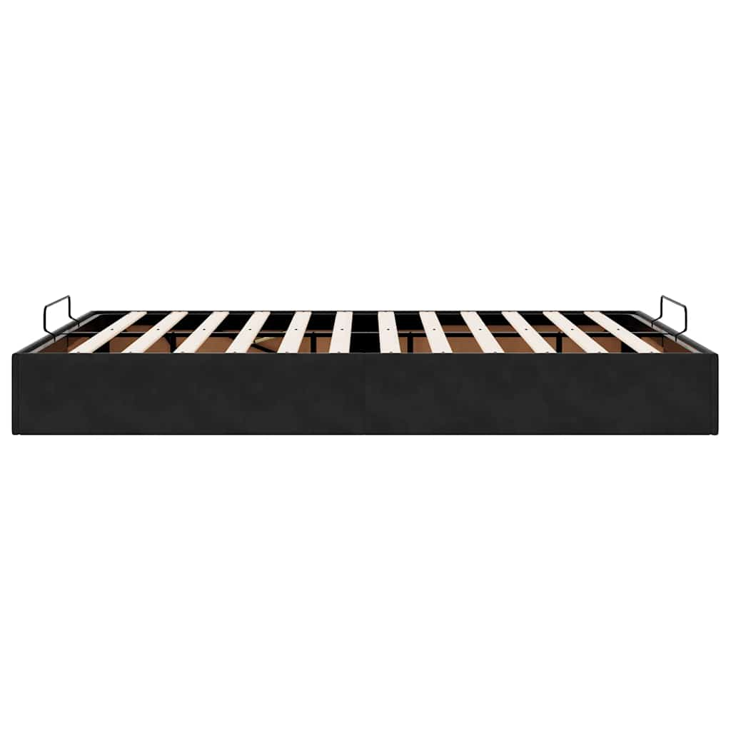 Ottoman Bed Frame No Mattress Black Queen Velvet