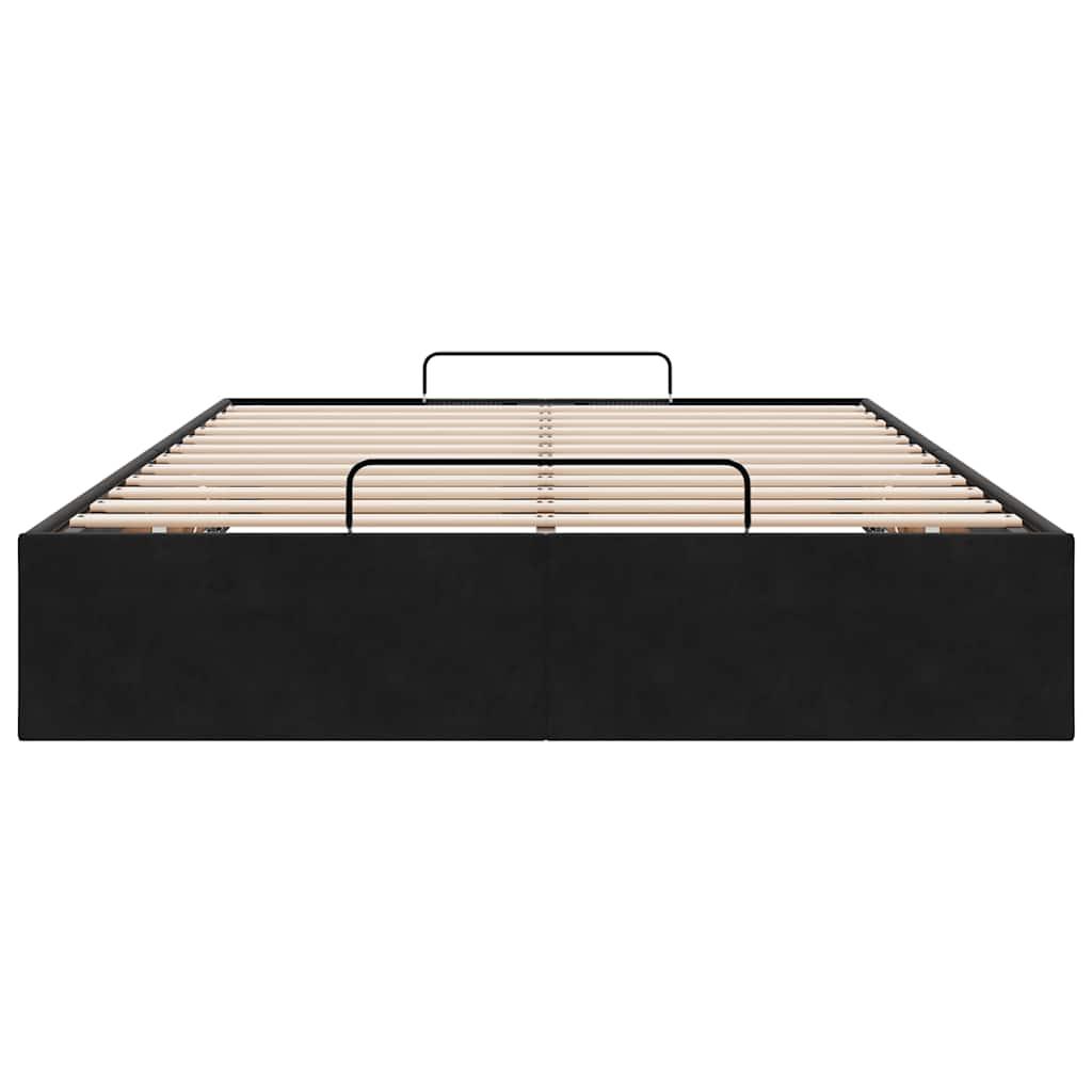 Ottoman Storage Bed Frame No Mattress Black King Single Velvet
