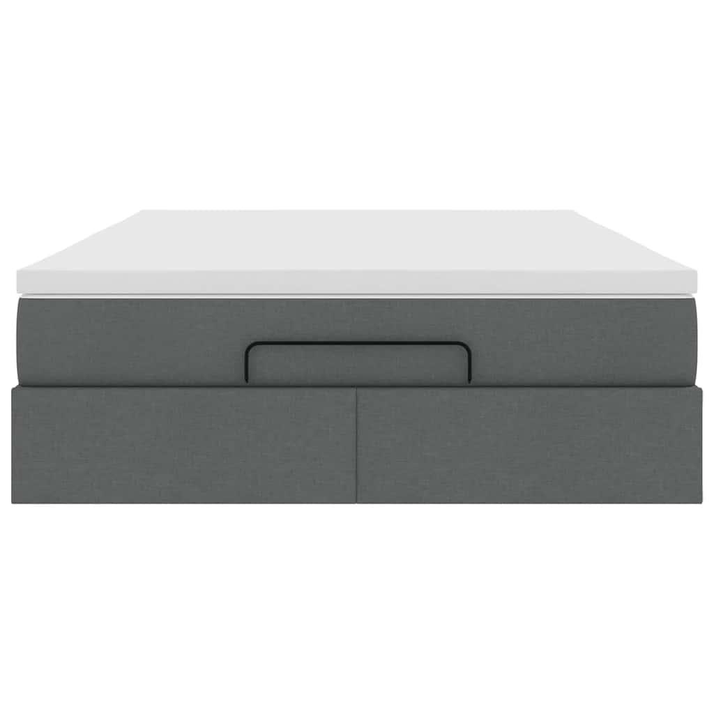 Ottoman Bed with Mattress Dark Grey Queen Fabric