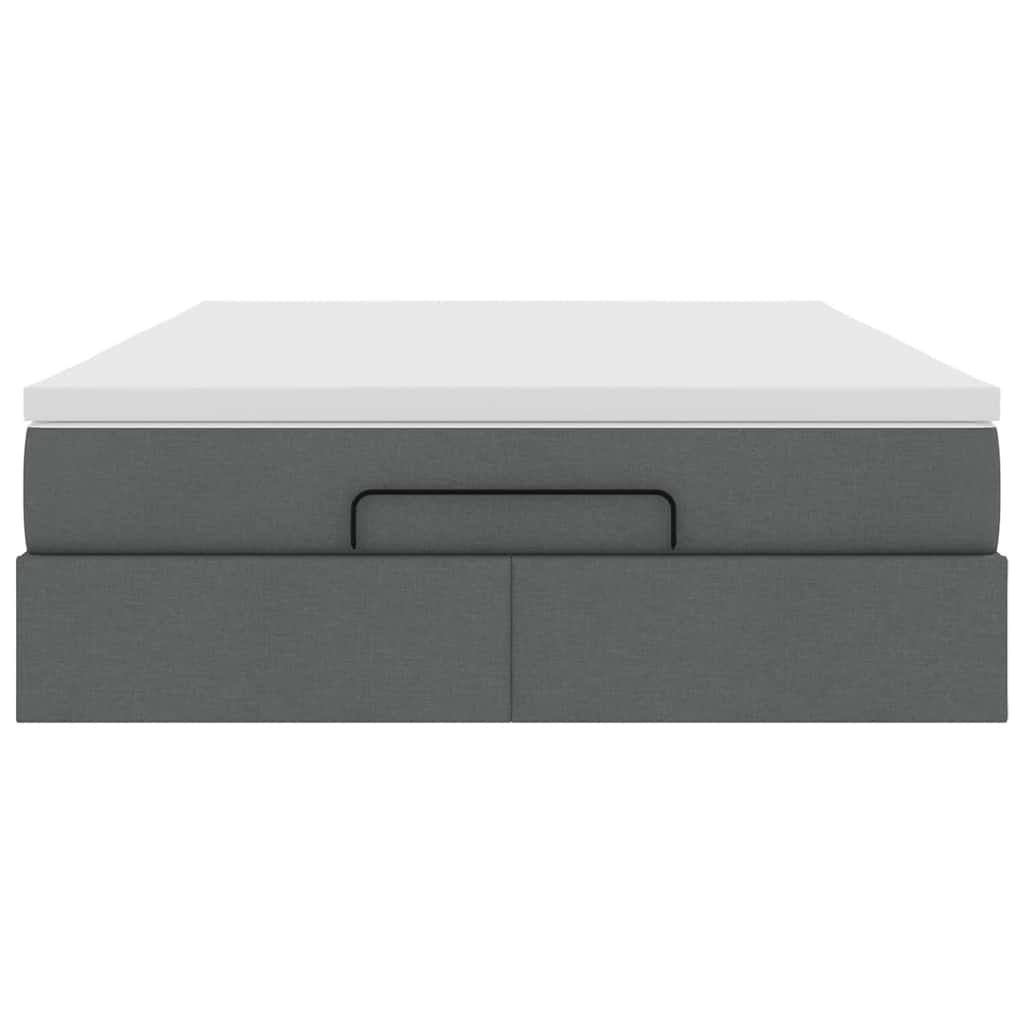 Ottoman Bed with Mattress Dark Grey Queen Fabric