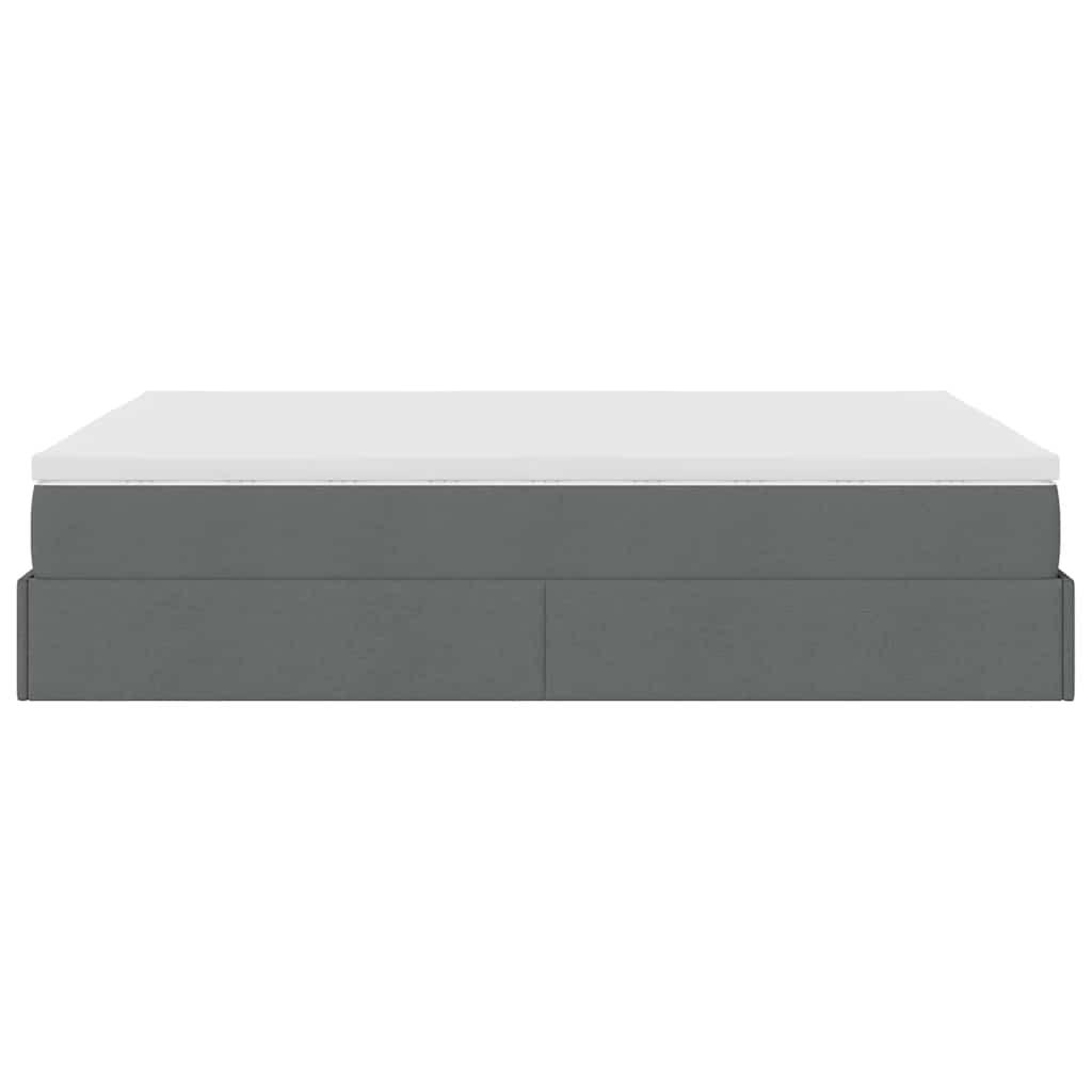 Ottoman Bed with Mattress Dark Grey Queen Fabric