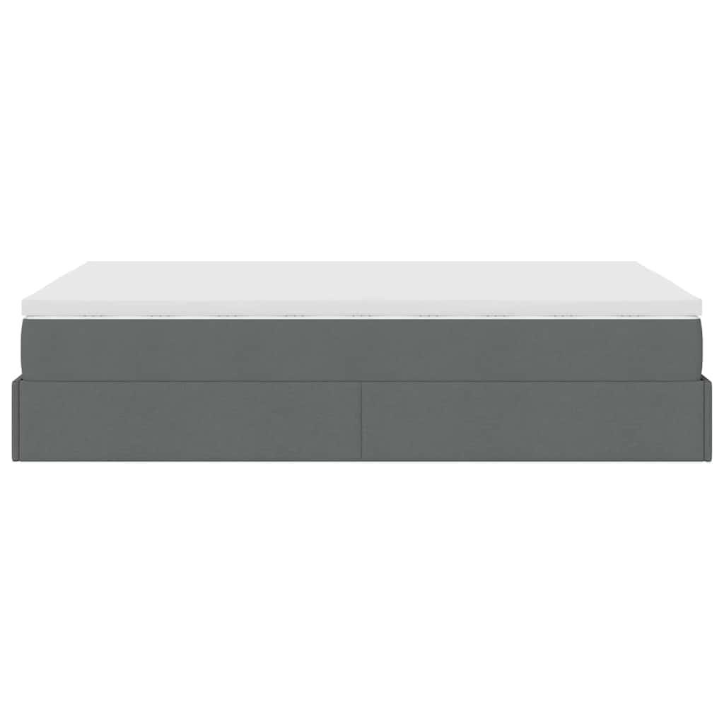 Ottoman Bed with Mattress Dark Grey Super Single Fabric