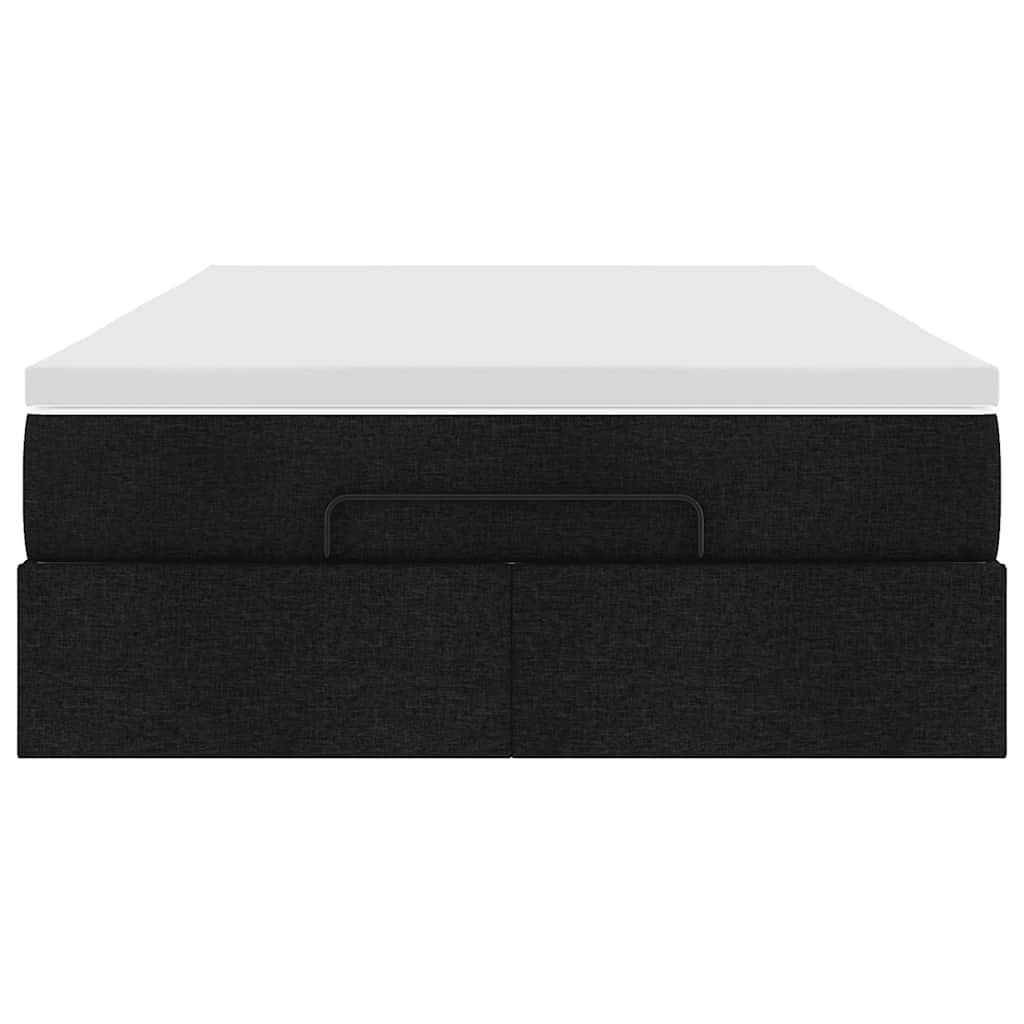 Ottoman Bed with Mattress Black King Single Fabric