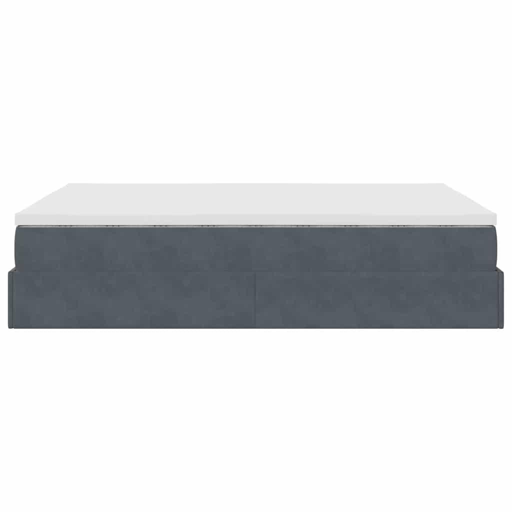 Ottoman Bed with Mattress Dark Grey Double Velvet