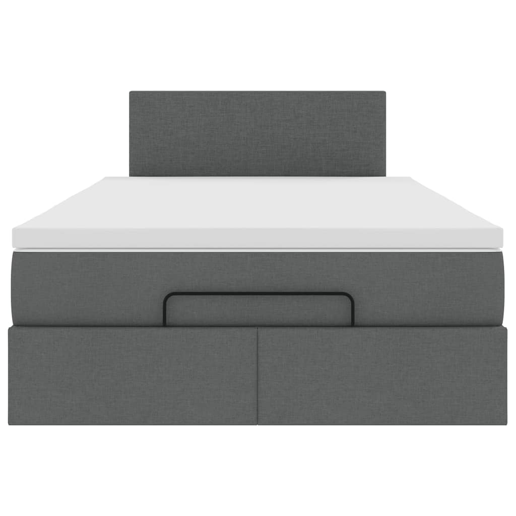 Ottoman Bed with Mattress Dark Grey King Single Fabric