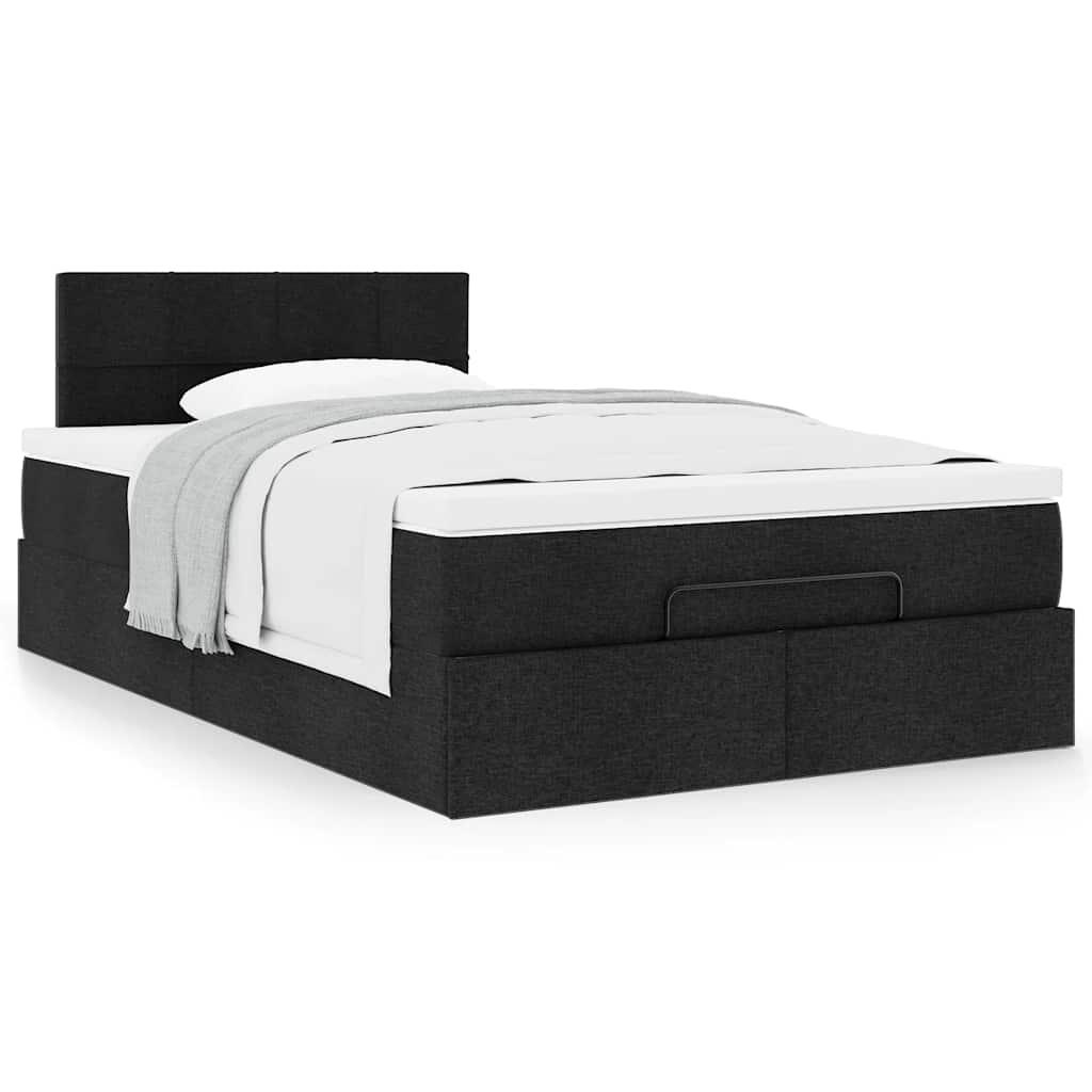 Ottoman Bed with Mattress Black King Single Fabric