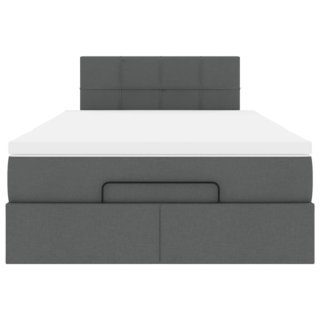 Ottoman Bed with Mattress Dark Grey King Single Fabric