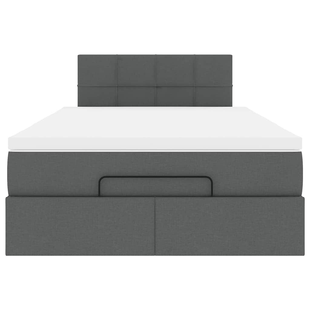 Ottoman Bed with Mattress Dark Grey King Single Fabric