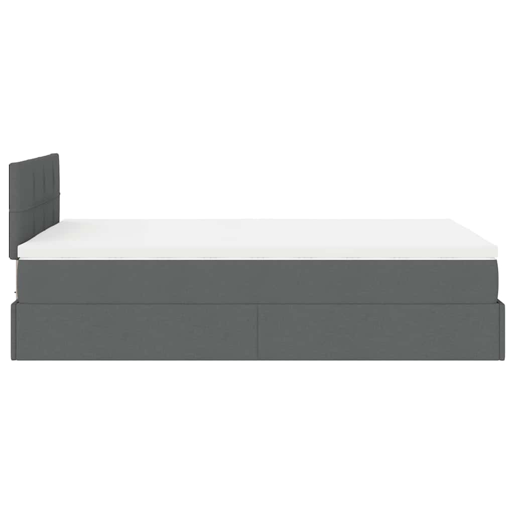 Ottoman Bed with Mattress Dark Grey King Single Fabric