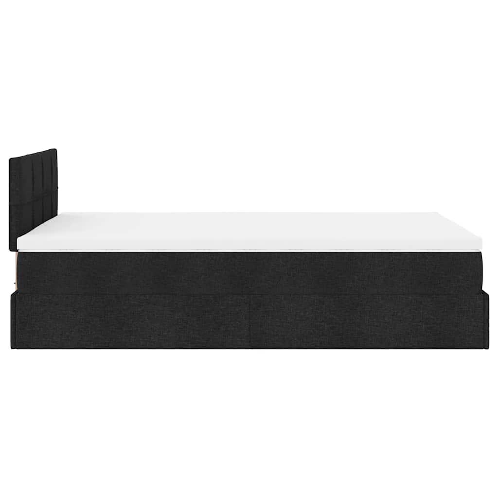 Ottoman Bed with Mattress Black King Single Fabric