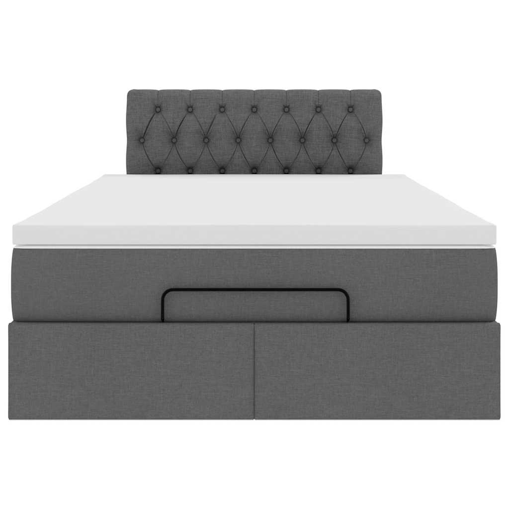 Ottoman Bed with Mattress Dark Grey King Single Fabric