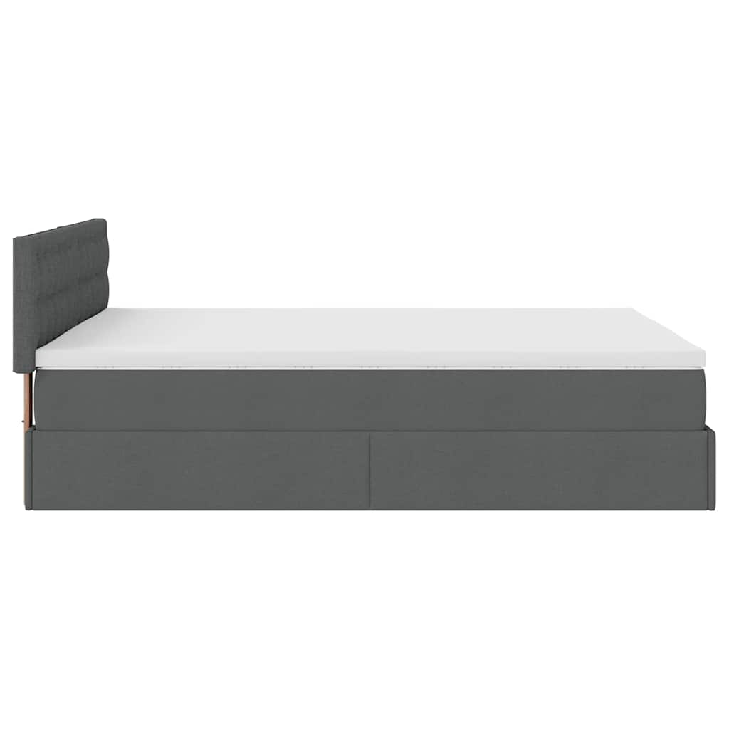 Ottoman Bed with Mattress Dark Grey Queen Fabric