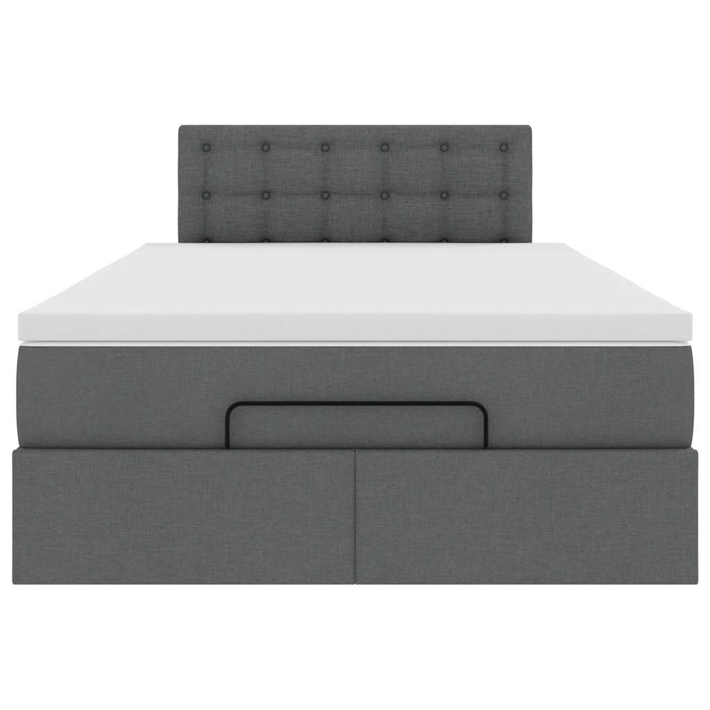 Ottoman Bed with Mattress Dark Grey King Single Fabric