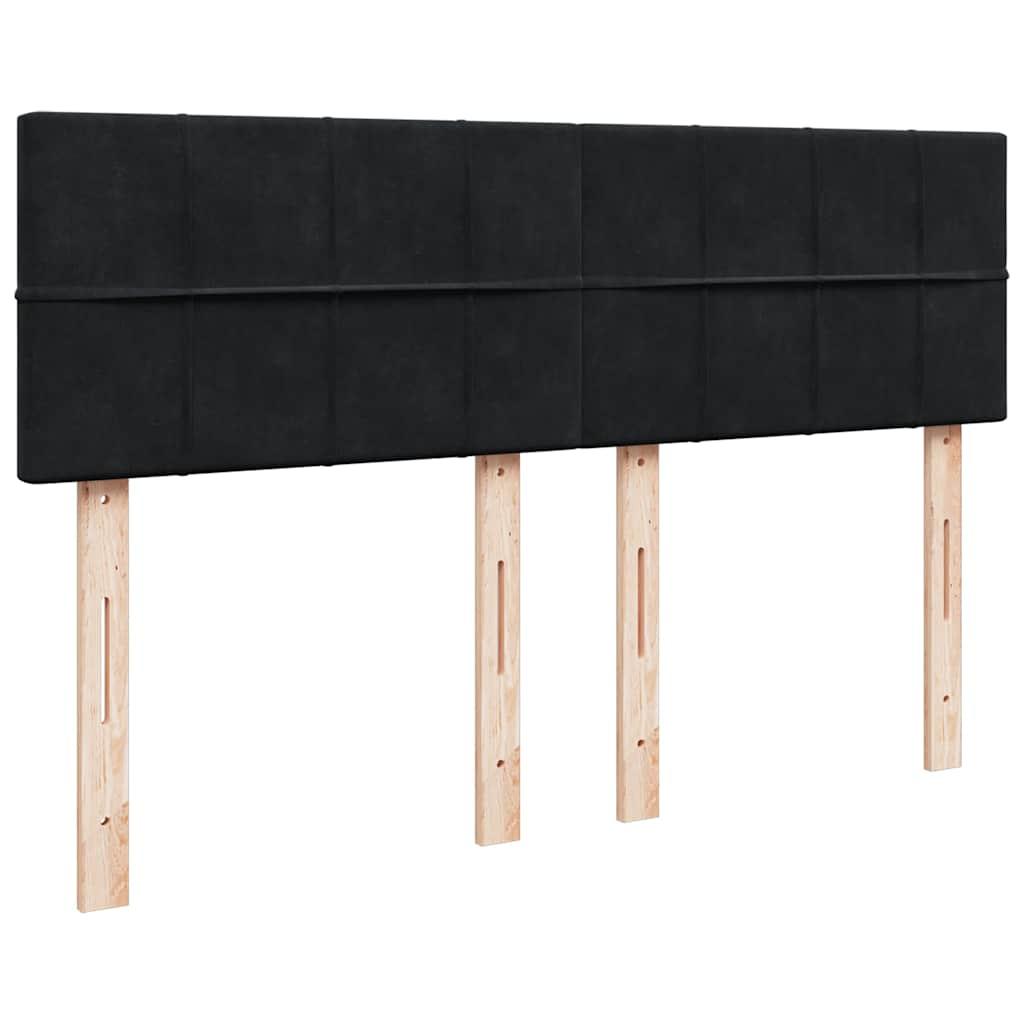 Ottoman Bed with Mattress Black Queen Velvet