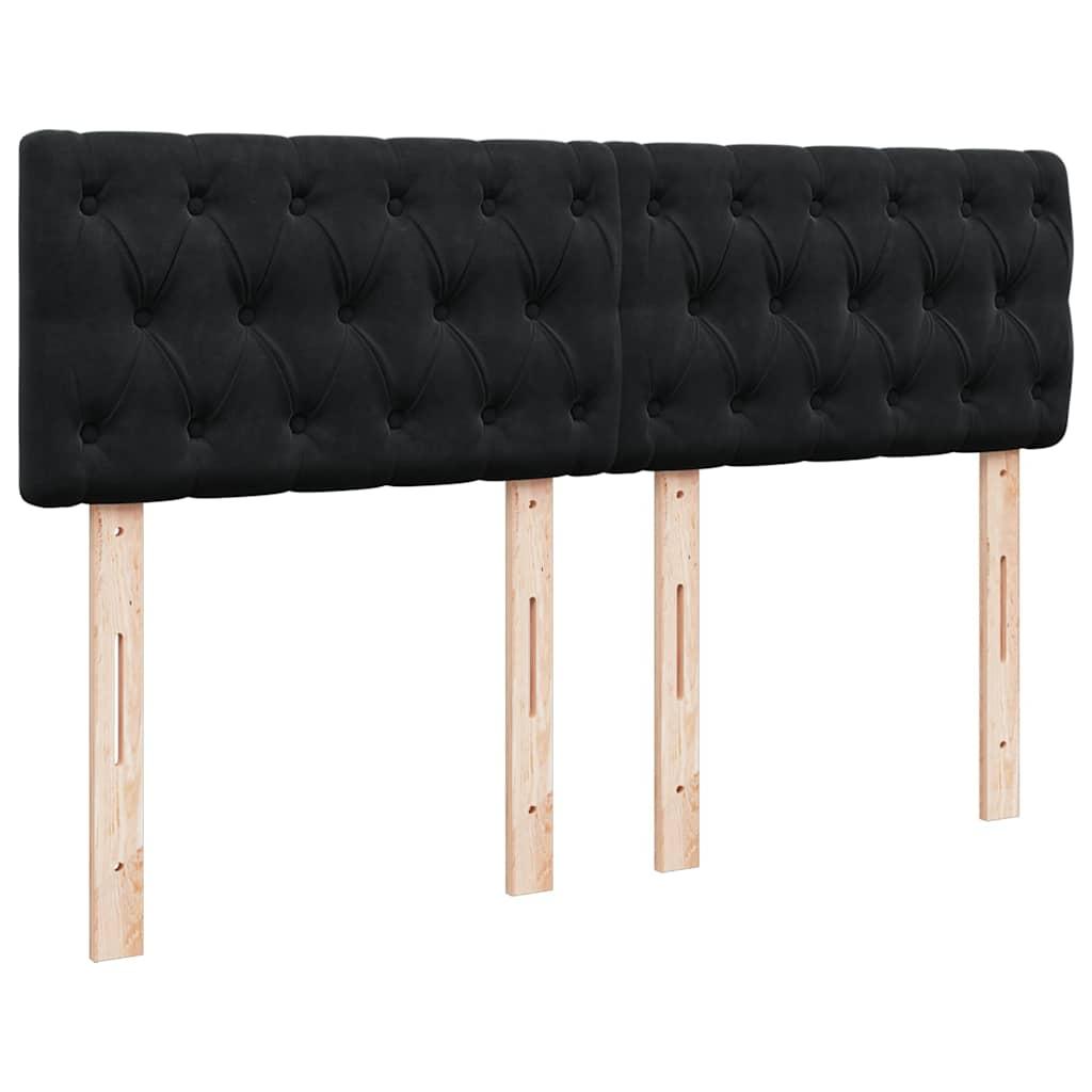Ottoman Bed with Mattress Black Double Velvet