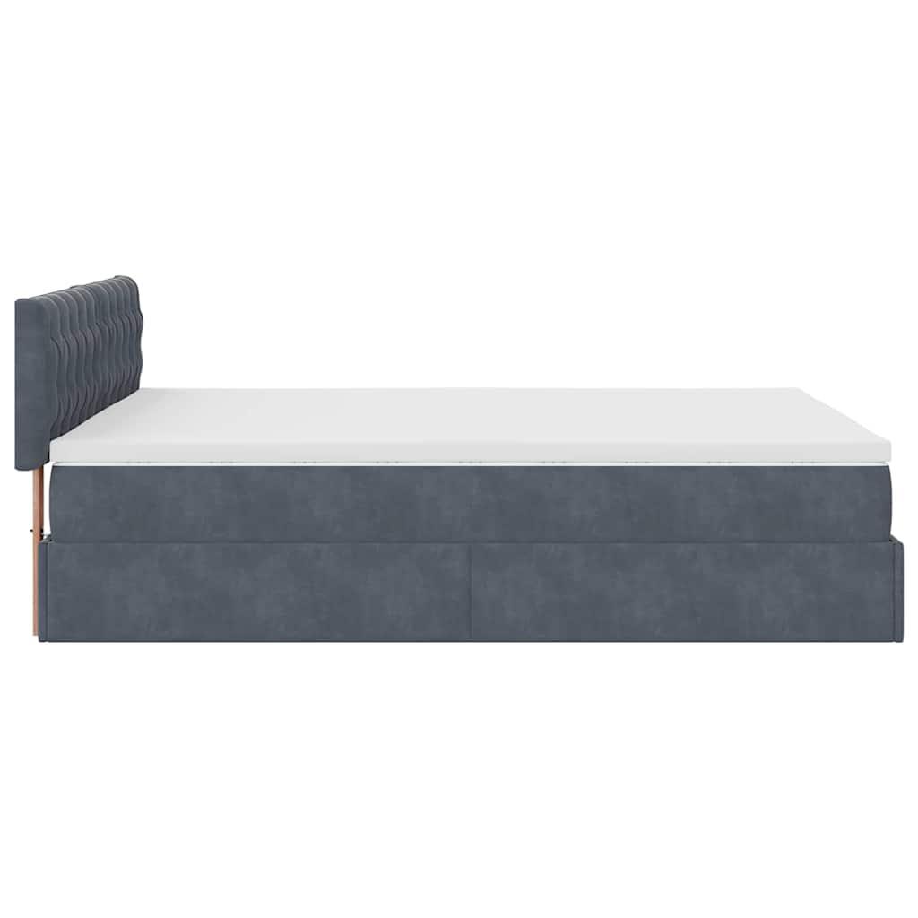 Ottoman Bed with Mattress Dark Grey Queen Velvet