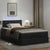 Ottoman Bed with Mattresses & LEDs Black King Single Faux Leather