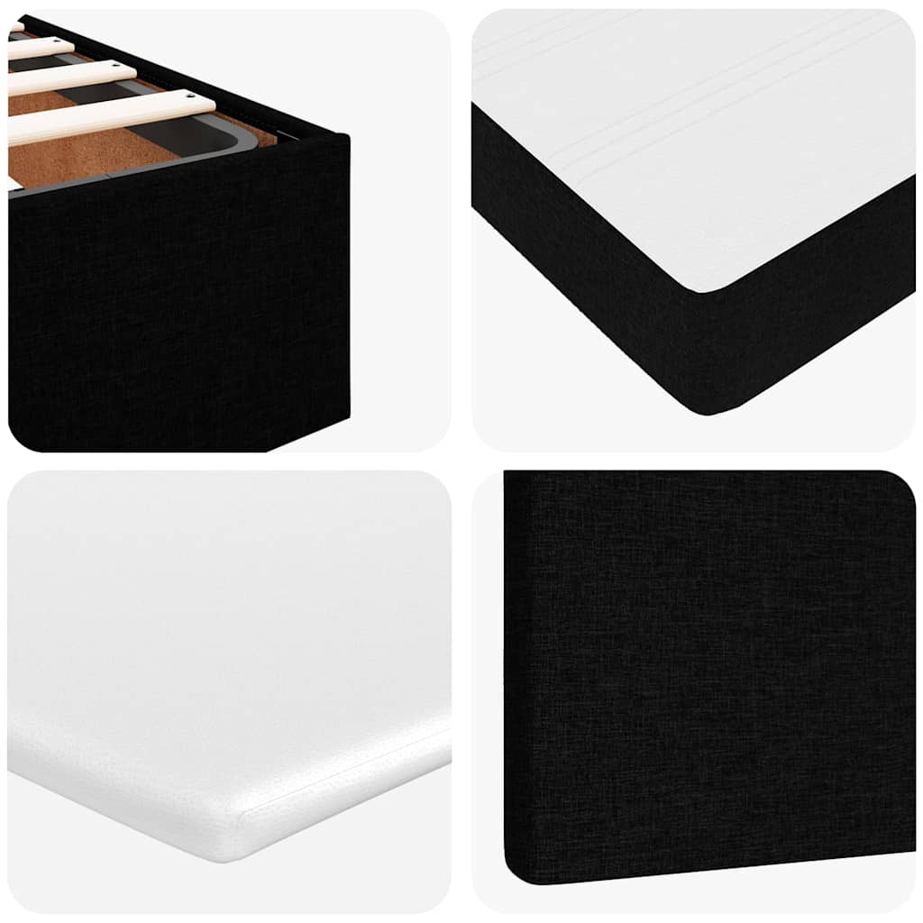 Ottoman Bed with Mattress & LEDs Black Double Fabric