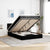 Ottoman Bed with Mattress & LEDs Black Queen Fabric