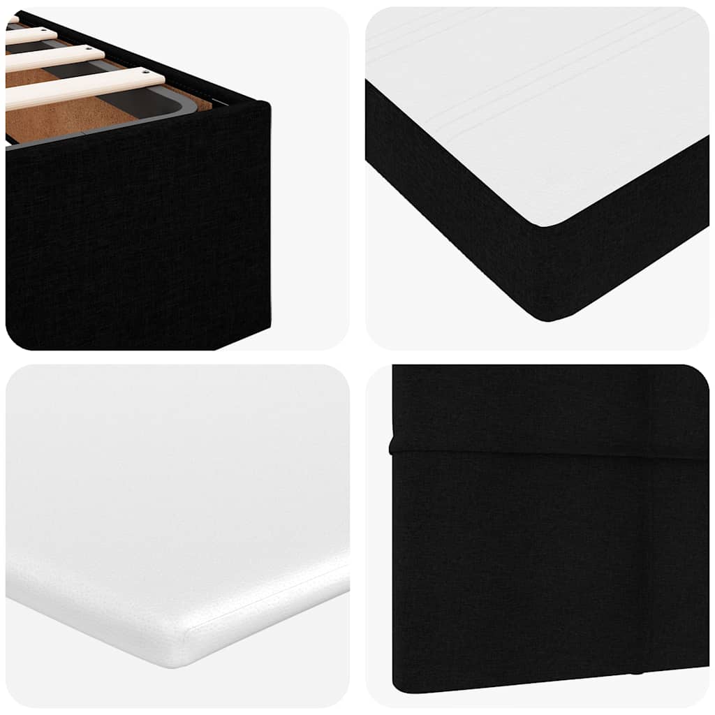Ottoman Bed with Mattress & LEDs Black Double Fabric