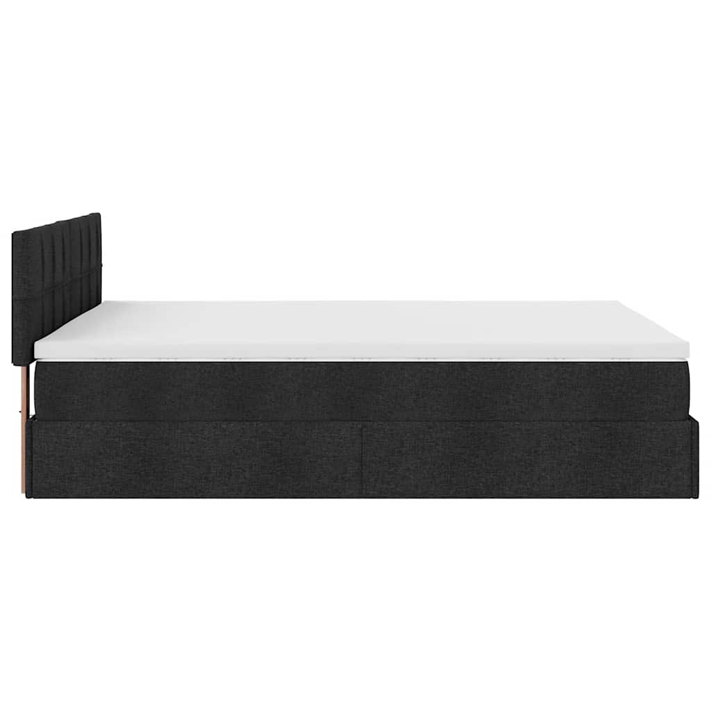 Ottoman Bed with Mattress & LEDs Black Queen Fabric