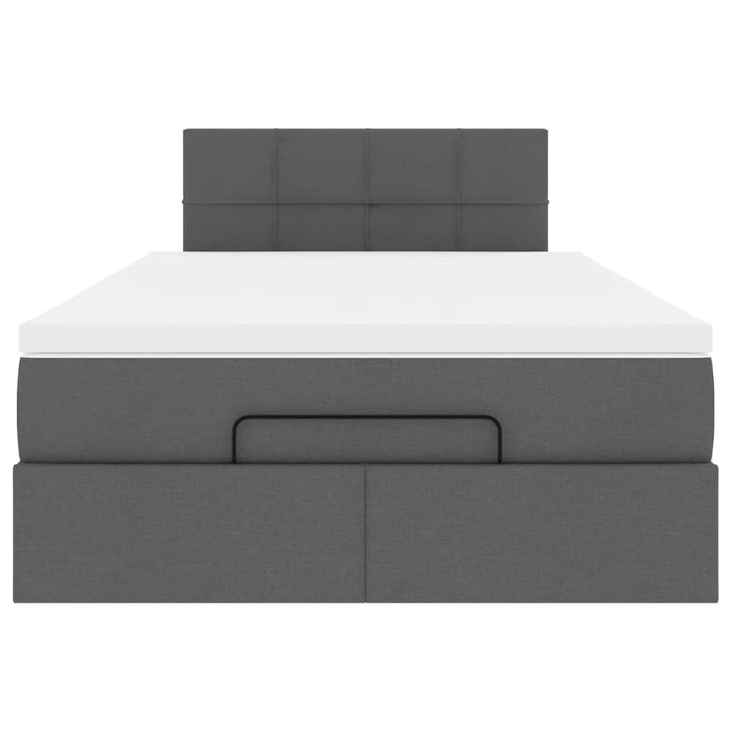 Ottoman Bed with Mattress & LEDs Dark Grey King Single Fabric