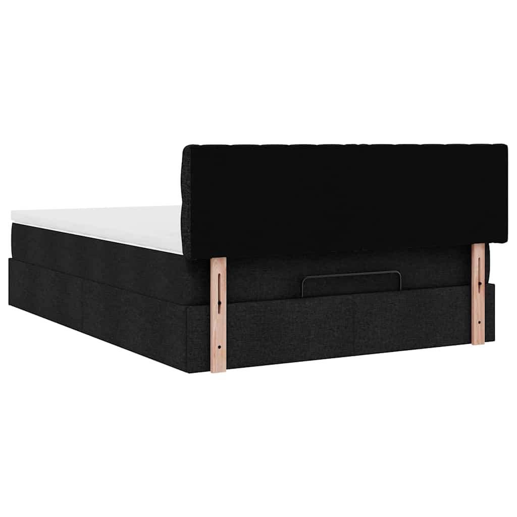 Ottoman Bed with Mattress & LEDs Black Double Fabric