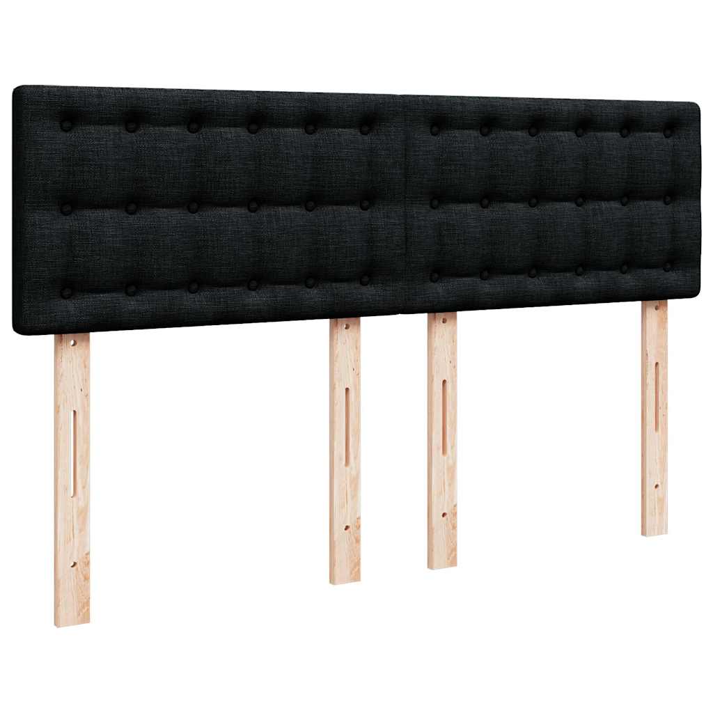 Ottoman Bed with Mattress & LEDs Black Queen Fabric