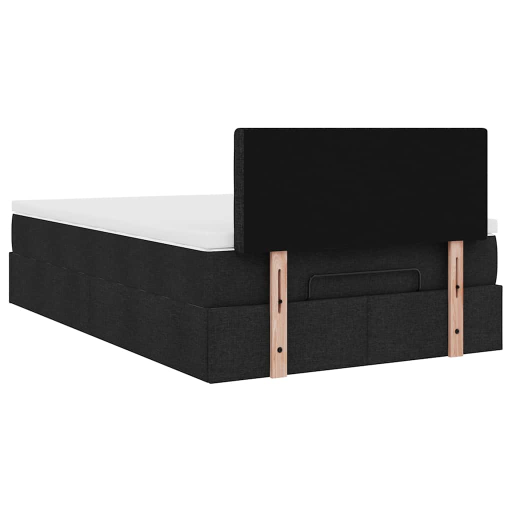 Ottoman Bed with Mattress & LEDs Black King Single Fabric