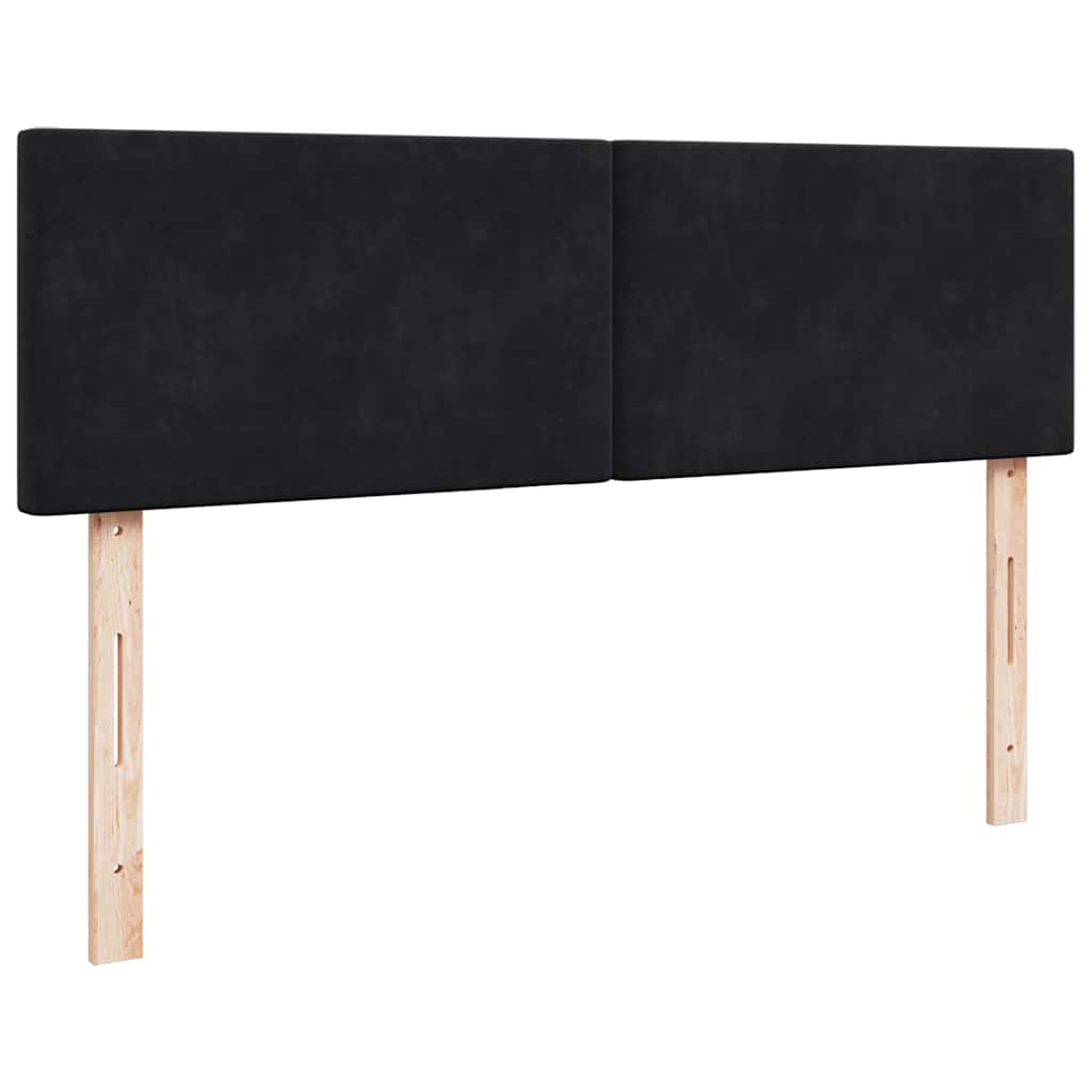 Ottoman Bed with Mattress & LEDs Black Queen Velvet