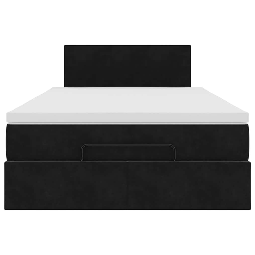 Ottoman Bed with Mattress & LEDs Black King Single Velvet