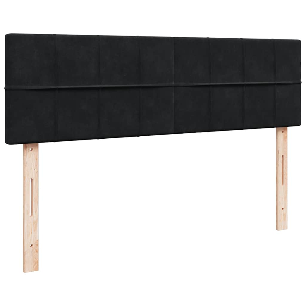 Ottoman Bed with Mattress & LEDs Black Queen Velvet