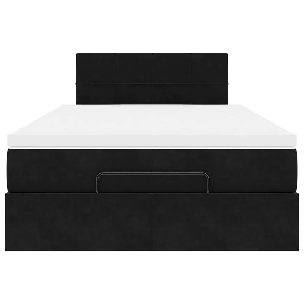 Ottoman Bed with Mattress & LEDs Black King Single Velvet