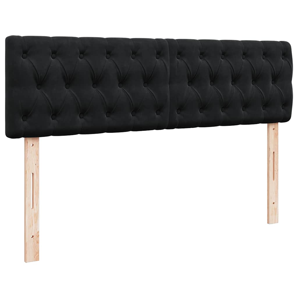 Ottoman Bed with Mattress & LEDs Black Queen Velvet